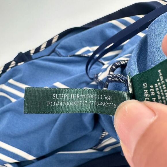 NWOT Lauren Ralph Lauren Women’s Faux Wrap Jumpsuit Rope Belt Navy Stripe Large - Picture 11 of 14